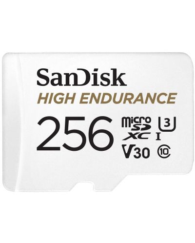 Карта памет SanDisk - High Endurance, 256GB, microSDXC, Class10 + адаптер - 1