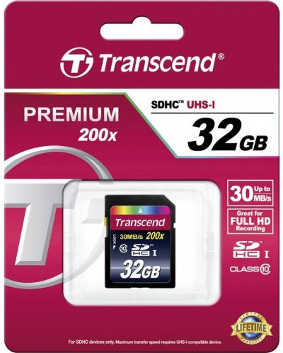 Карта памет Transcend - 32GB, SDHC, Class10 - 2