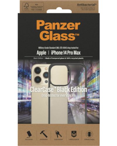 Калъф PanzerGlass - ClearCase, iPhone 14 Pro Max, черен - 2