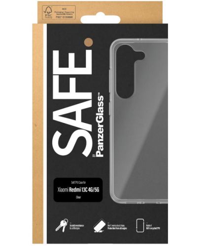 Калъф SAFE - Xiaomi Redmi 13C, прозрачен - 3