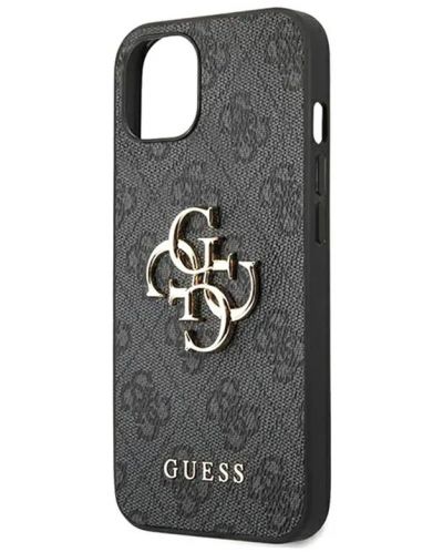 Калъф Guess - PU 4G Metal Logo, iPhone 13, сив - 5