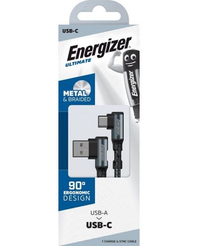 Кабел Energizer - C710CKBK, USB-A/USB-C, 2 m, черен - 2