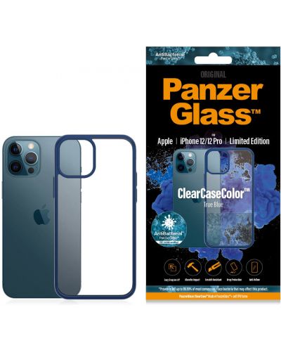 Калъф PanzerGlass - Clear, iPhone 12/12 Pro, прозрачен/син - 3