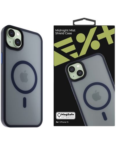 Калъф Next One - Midnight Mist Shield MagSafe, iPhone 15, тъмносин - 1