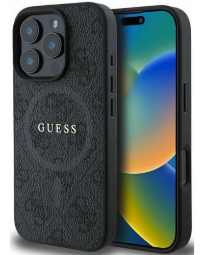 Калъф Guess - PU Leather 4G Colored Ring MagSafe, iPhone 16 Pro Max, черен - 3