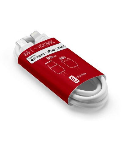 Кабел Techaway - 8222, USB-C/Lightning, 0.9 m, бял - 1