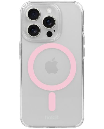 Калъф Holdit - MagSafe Case, iPhone 15 Pro Max, розов/прозрачен - 1