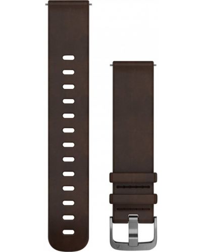 Каишка Garmin - QR Leather, Venu/vivomove, 20 mm, Dark Brown/Silver - 1
