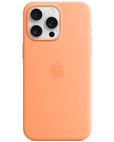Калъф Apple - Silicone MagSafe, iPhone 15 Pro Max, Orange Sorbet - 3