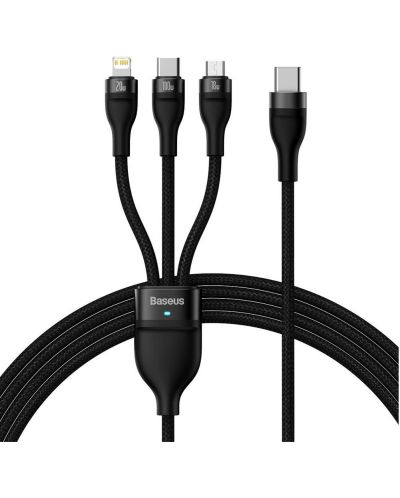 Кабел Baseus - Flash, USB-A/USB-C/Micro USB/Lightning, 1.5 m, черен - 1
