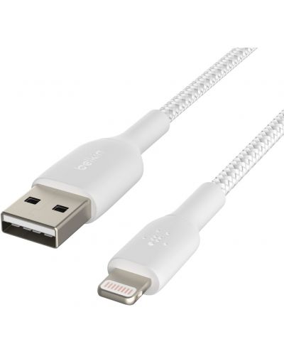 Кабел Belkin - Boost Charge, USB-A/Lightning, Braided, 1 m, бял - 3