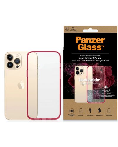Калъф PanzerGlass - ClearCase, iPhone 13 Pro Max, прозрачен/червен - 3