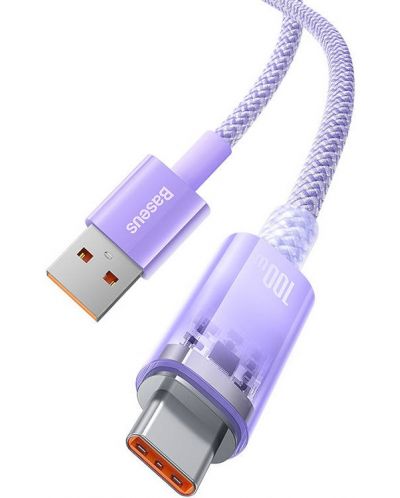 Кабел Baseus - Explorer CATS010405, USB-A/USB-C, 1 m, лилав - 5