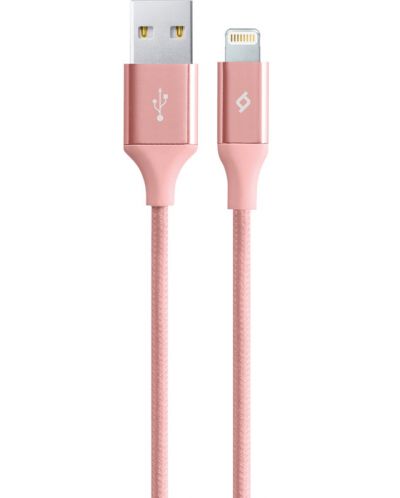 Кабел ttec - AlumiCable, USB-A/Lightning, 1.2 m, светлорозов - 1