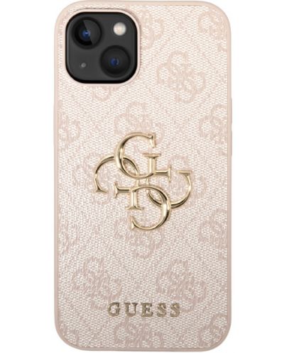 Калъф Guess - PU 4G Metal Logo, iPhone 15, розов - 1