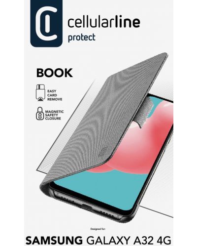 Калъф Cellularline - Book, Galaxy A32 4G, черен - 3