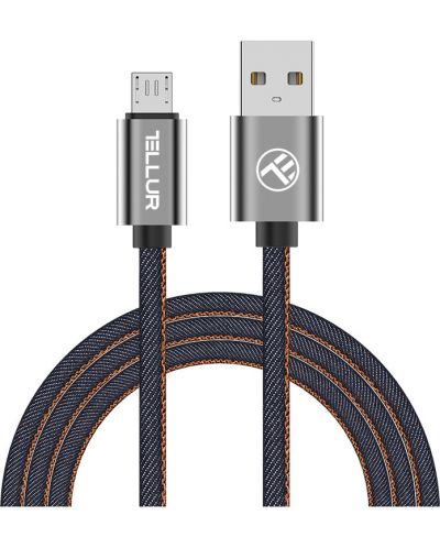 Кабел Tellur - Denim, USB-A/Micro USB, 1 m, син - 1