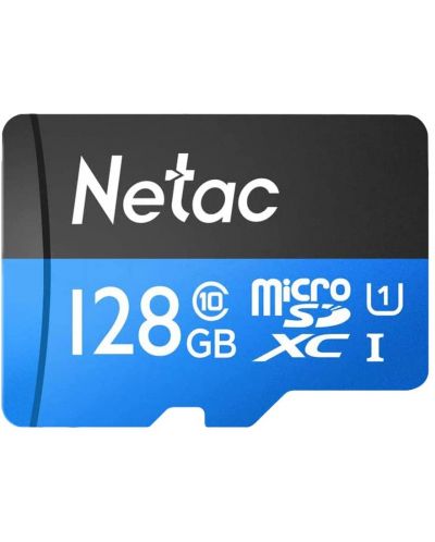 Карта памет Netac - 128GB, microSDXC, Class10 + адаптер - 2