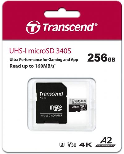 Карта памет Transcend - Ultra Performance, 256GB, microSD + адаптер - 3