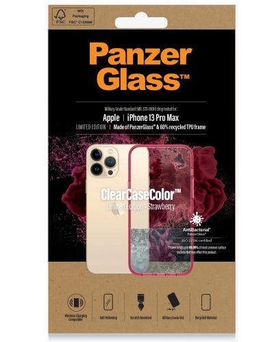 Калъф PanzerGlass - ClearCase, iPhone 13 Pro Max, прозрачен/червен - 4