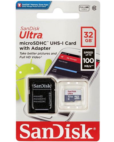 Карта памет SanDisk - Ultra, 32GB, microSD, Class10 + адаптер - 3