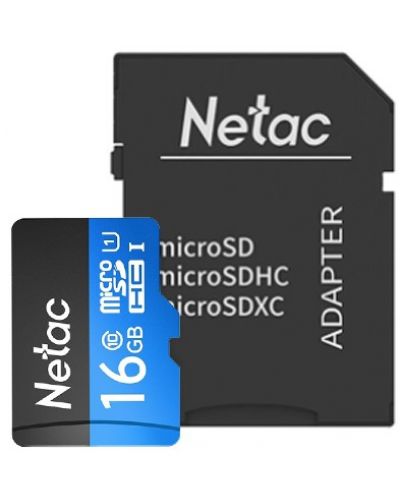 Карта памет Netac - 16GB, microSDHC, Class10 + адаптер - 1