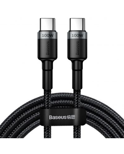 Кабел Baseus - Cafule, USB-C/USB-C, 2 m, черен - 1