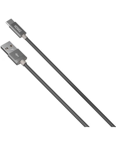 Кабел Yenkee - 302 GY, USB-A/USB-C, 2 m, сив - 1