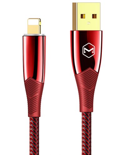 Кабел Xmart - Shark, USB-A/Lightning, 1.2 m, червен - 1