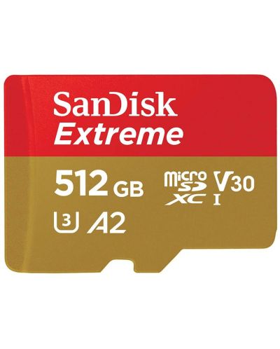 Карта памет SanDisk - Extreme, 512GB, microSDXC, Class10 + адаптер - 1