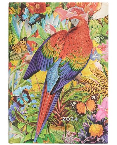 Календар-бележник Paperblanks Tropical Garden - Вертикален, 80 листа, 2024 - 1
