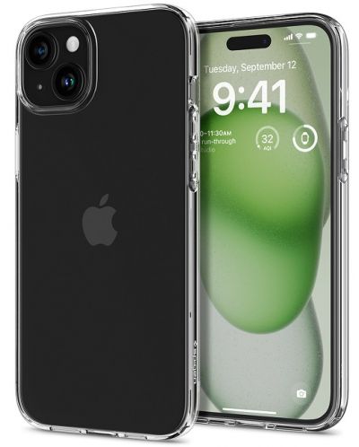 Калъф Spigen - Liquid Crystal, iPhone 15, Crystal Clear - 1