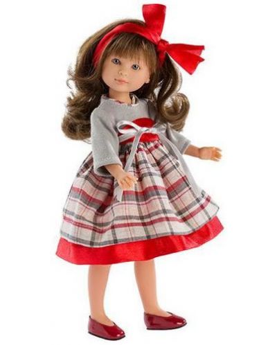 Кукла Asi - Силия, с карирана рокля и червена панделка - 1