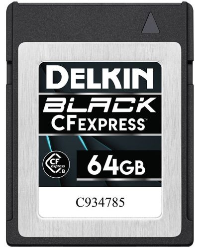 Карта памет Delkin - 64GB, BLACK, CFexpress Type B, сребриста - 1