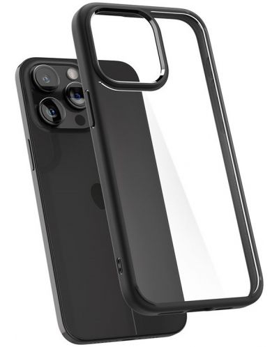 Калъф Spigen - Crystal Hybrid, iPhone 15 Pro, Matte Black - 5
