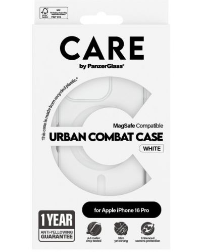 Калъф CARE - Urban Combat White MagSafe, iPhone 16 Pro, прозрачен - 3