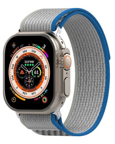 Каишка Techsuit - W039 Nylon, Apple Watch, 42/44/45/49 mm, синя/сива - 3