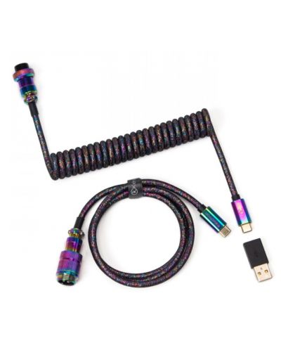 Кабел за клавиатура Keychron - Premium Rainbow Plated Black, USB-C/USB-C, черен - 1