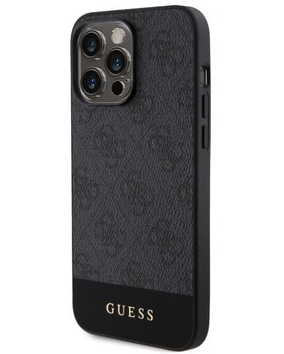Калъф Guess - PU 4G Stripe MagSafe Case, iPhone 15 Pro, черен - 4