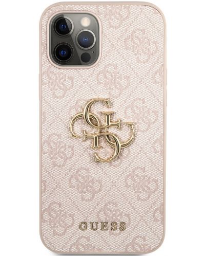 Калъф Guess - PU 4G Metal Logo, iPhone 12 Pro Max, розов - 1
