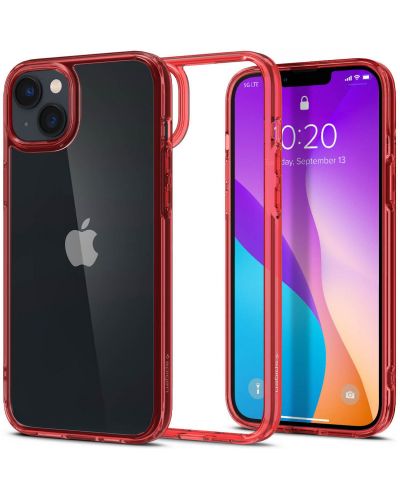 Калъф Spigen - Ultra Hybrid, iPhone 14 Plus, прозрачен/червен - 1