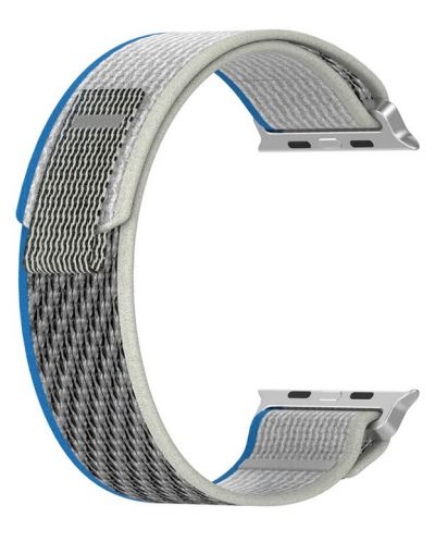 Каишка Techsuit - W039 Nylon, Apple Watch, 38/40/41 mm, сива/синя - 1