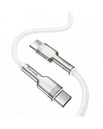 Кабел Baseus - CATJK-C02, USB-C/USB-C, 1 m, бял - 2