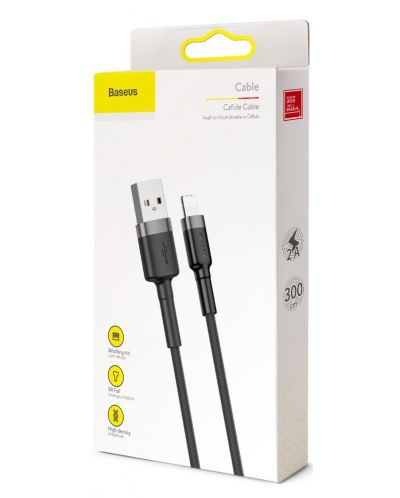 Кабел Baseus - Cafule, USB-A/Lightning, 3 m, черен - 5