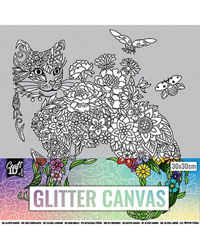 Картина за оцветяване Grafix - Котка, с брокат, 30 х 30 cm - 1