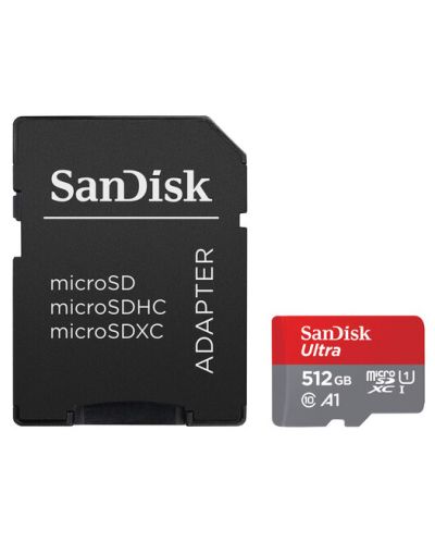 Карта памет SanDisk - Ultra, 512GB, microSDXC, Class10 + адаптер - 1