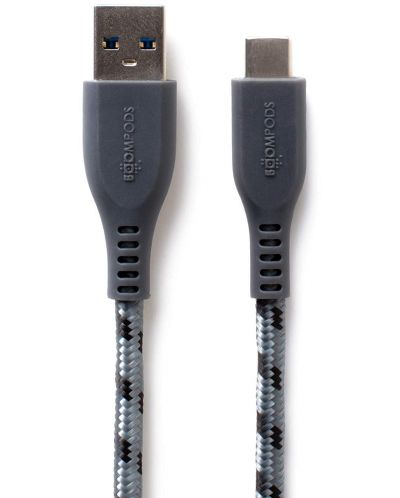 Кабел Boompods - Retro Armour, USB-A/USB-C, 1.5 m, Graphite - 1