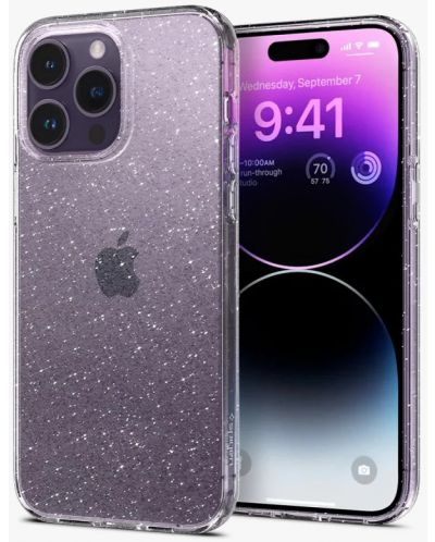 Калъф Spigen - Liquid Crystal Glitter, iPhone 14 Pro, Crystal Quartz - 7