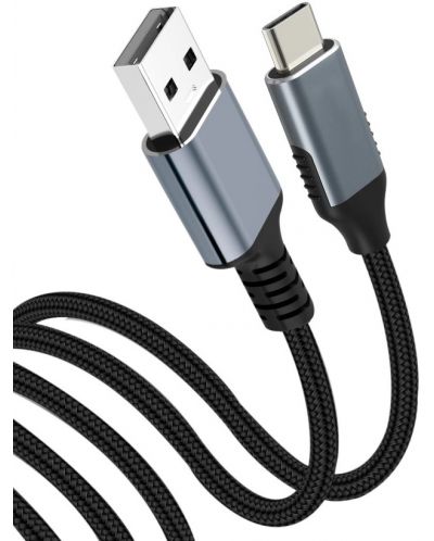 Кабел VCom - CU405M, USB-C/ USB-A, 1.8 m, черен - 2