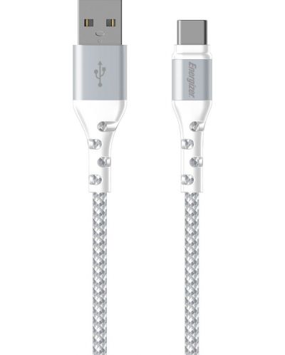 Кабел Energizer - C520CKWH, USB-A/USB-C, 2 m, бял - 1